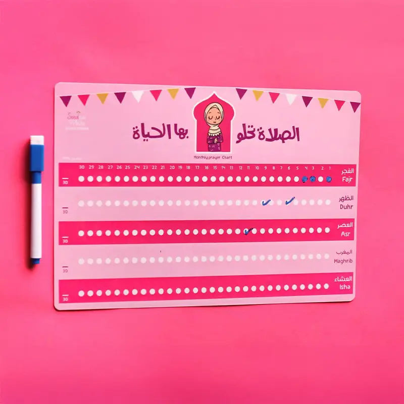 لوحة قائمة الصلاة الشهرية