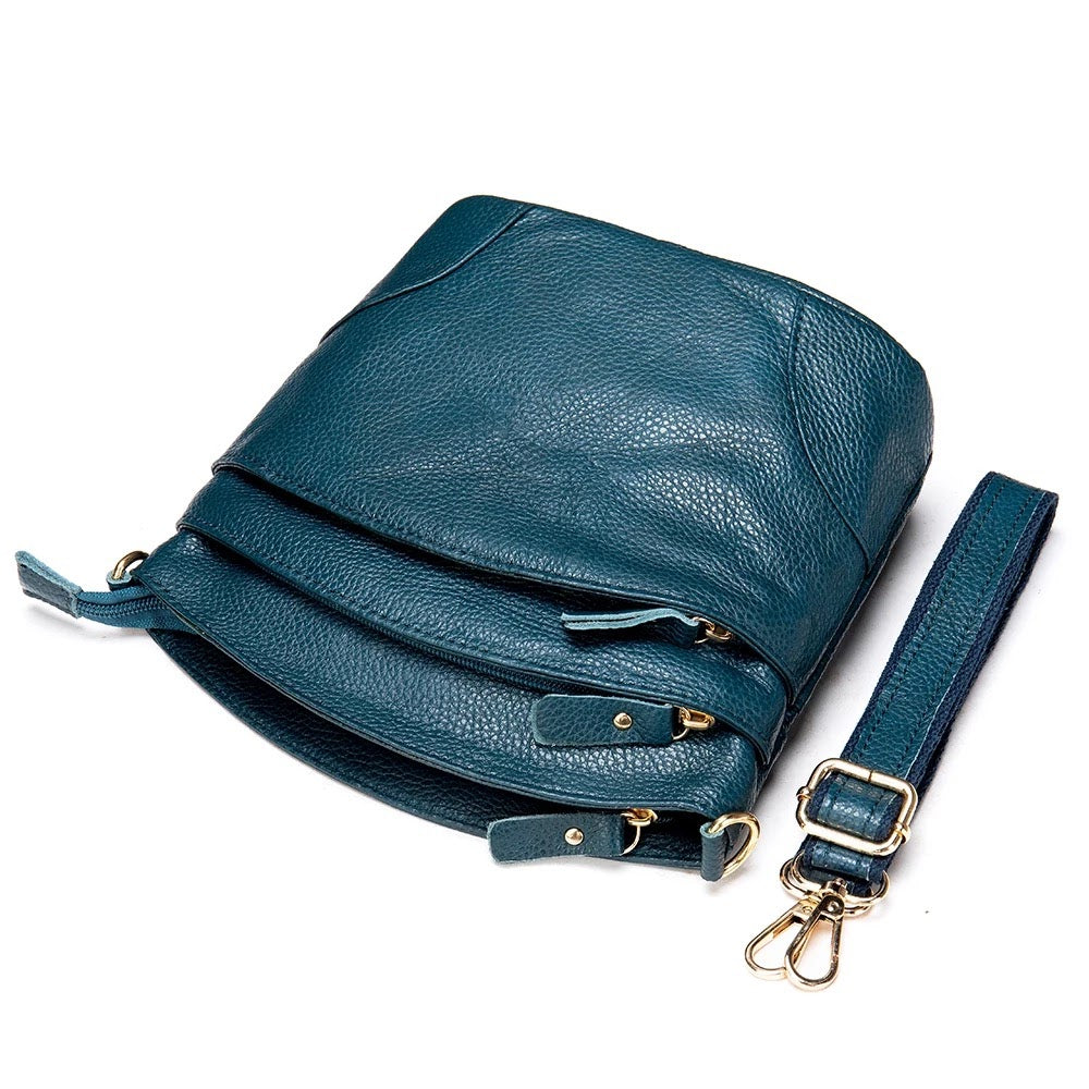 Genuine leather crossbody adjustable straps handbag