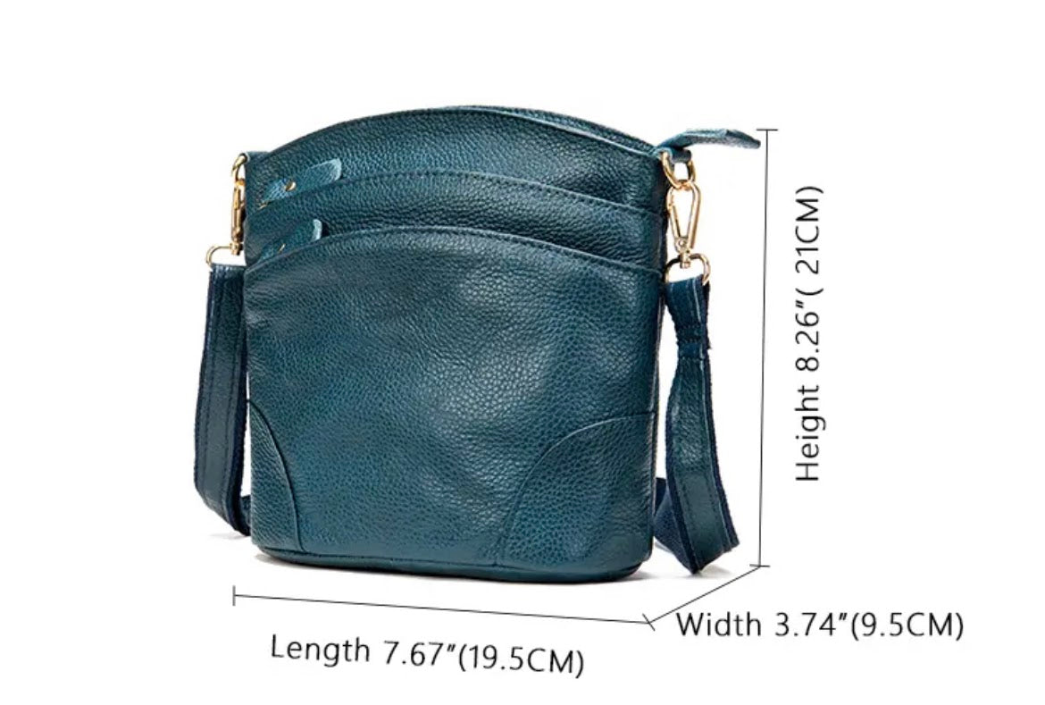 Genuine leather crossbody adjustable straps handbag