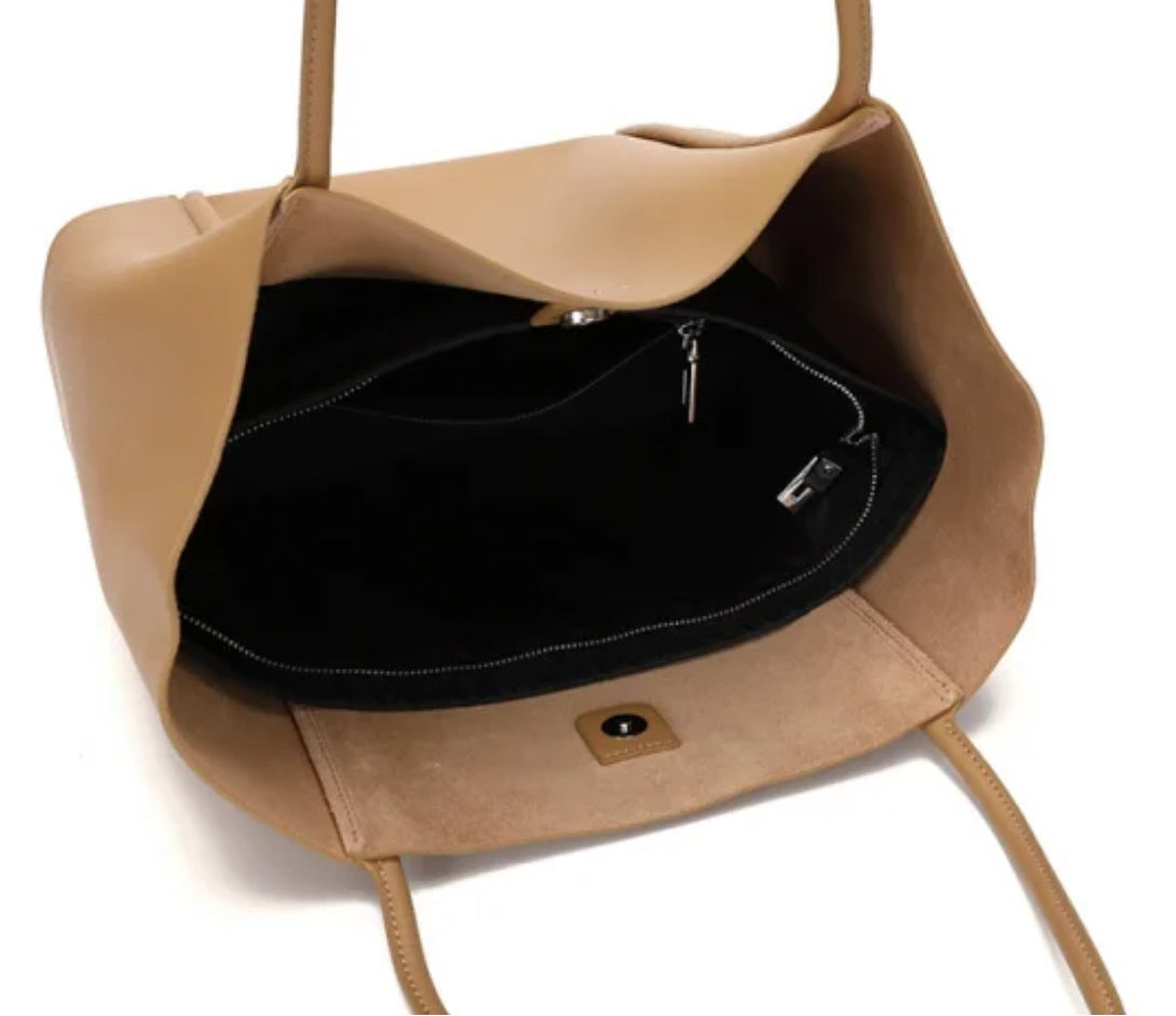Classic Shoulder Top Grain Leather Tote Bag Briefcase for Women