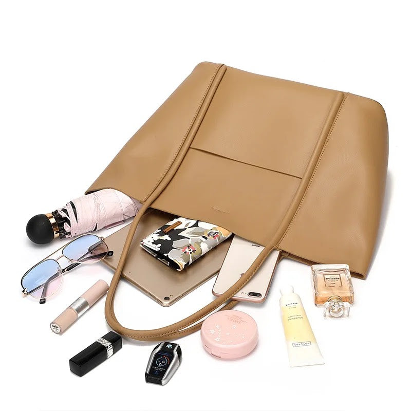 Classic Shoulder Top Grain Leather Tote Bag Briefcase for Women
