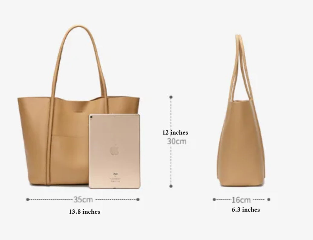 Classic Shoulder Top Grain Leather Tote Bag Briefcase for Women