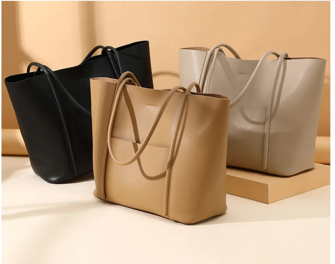 Classic Shoulder Top Grain Leather Tote Bag Briefcase for Women