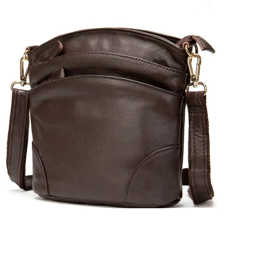 Genuine leather crossbody adjustable straps handbag
