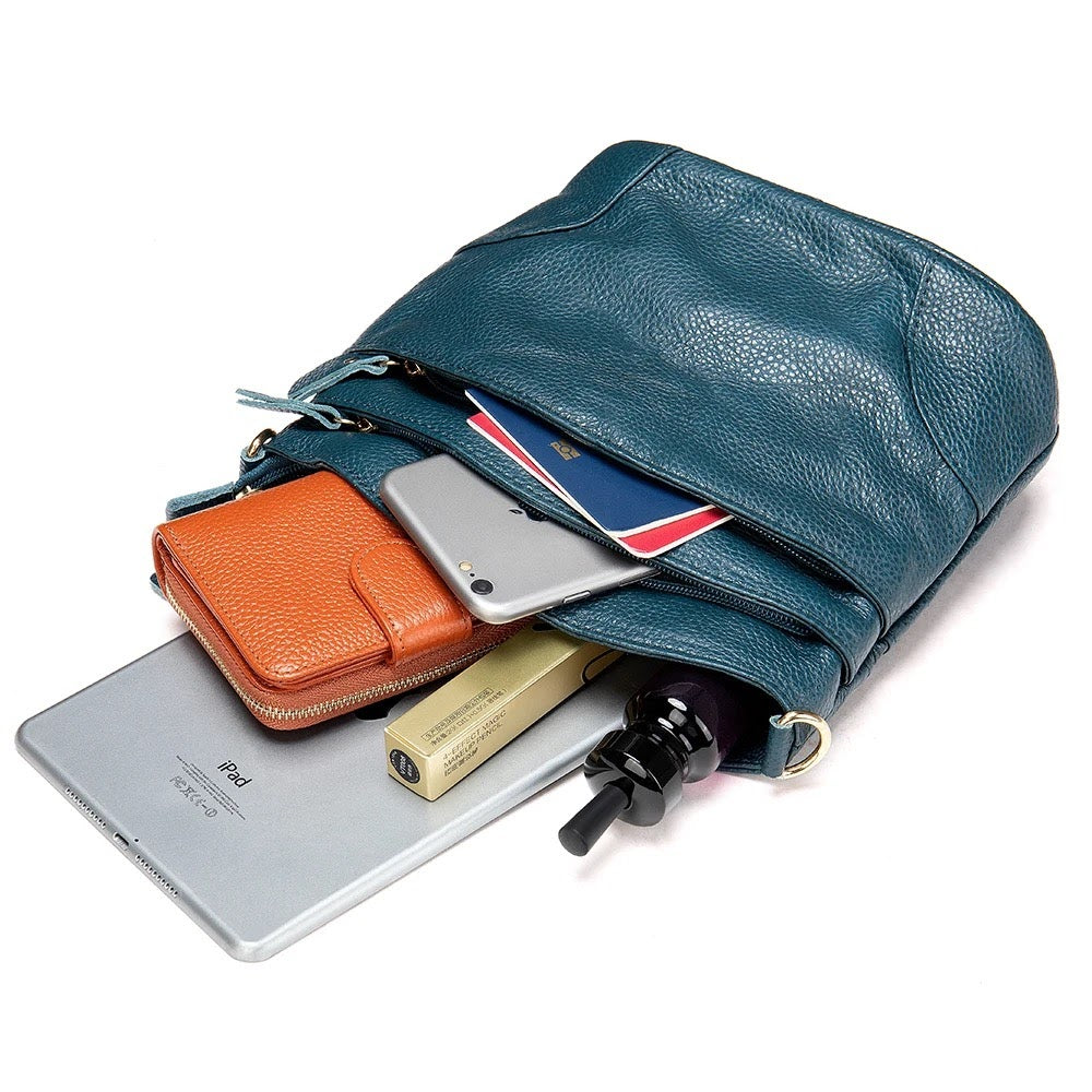 Genuine leather crossbody adjustable straps handbag