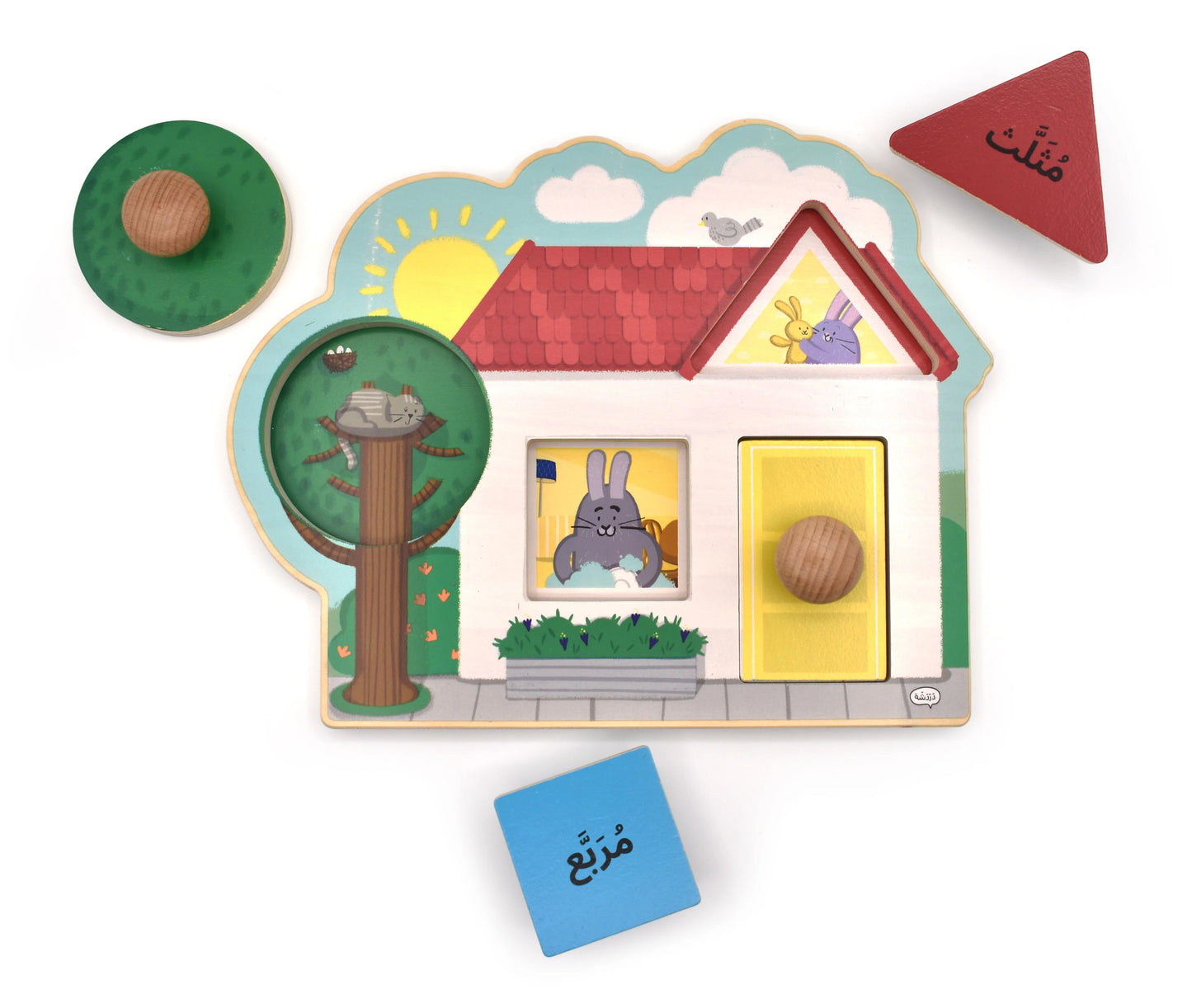 Wooden Arabic shapes puzzle أحجية الأشكال الخشبي باللغة العربية