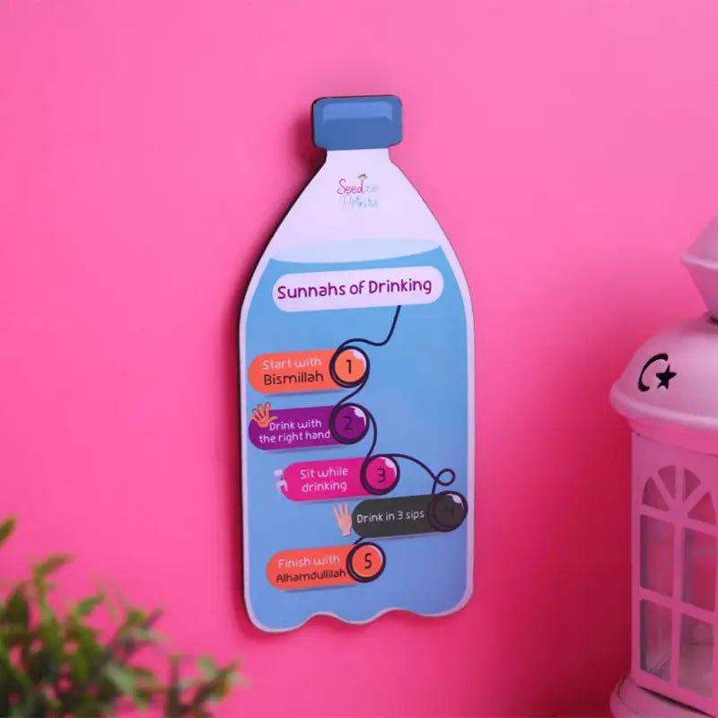 لوحة آداب الشرب ممغنطة إنجليزي Sunnahs of drinking water magnetic for refrigerator